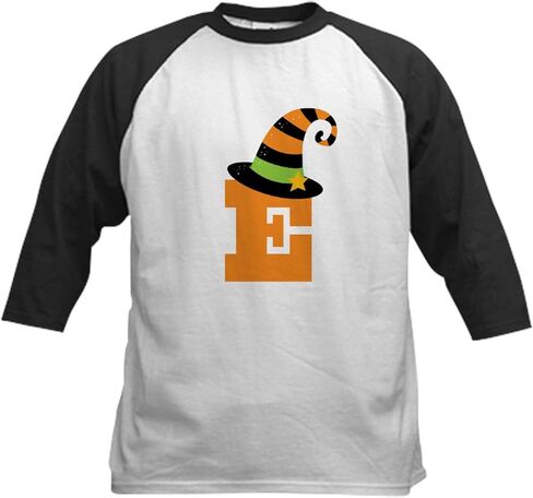 CafePress Halloween Letter E Witch Monogram Kids Baseball Je Kids قطن البيسبول جيرسي، 3/4 قميص بأكمام راجلان in Kuwait