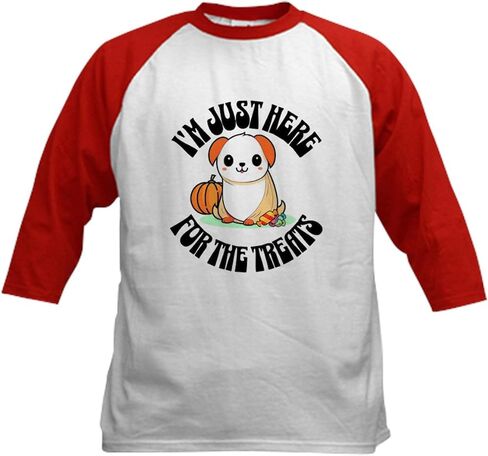 CafePress Halloween Dog Ghost Funny Treats البيسبول جيرسي للأطفال قطن البيسبول جيرسي، 3/4 قميص بأكمام راجلان in Kuwait