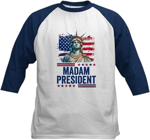 تيشيرت بيسبول للأطفال من CafePress Madam President مصنوع من قطن جيرسي البيسبول، قميص بأكمام 3/4 راجلان in Kuwait