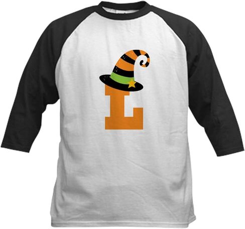 CafePress Halloween Letter L Witch Monogram Kids Baseball Je Kids Cotton Baseball Jersey, 3/4 Raglan Sleeve Shirt in Kuwait