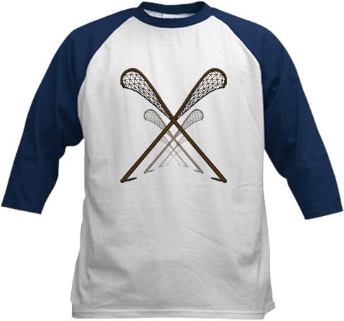 CafePress Traditional Lacrosse Sticks Kids Baseball T Shirt Kids Cotton Baseball Jersey, 3/4 Raglan Sleeve Shirt in Kuwait