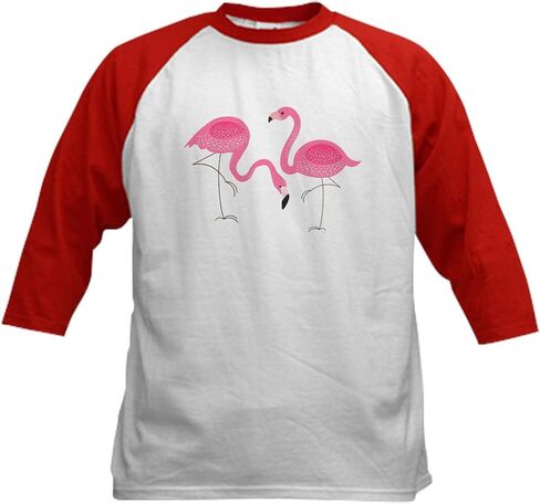 CafePress Cute Air of Pink Flamingos Baseball Jersey Kids Cotton Baseball Jersey, 3/4 Raglan Sleeve Shirt in Kuwait