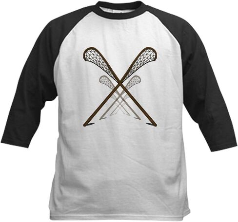 CafePress Traditional Lacrosse Sticks Kids Baseball T Shirt Kids Cotton Baseball Jersey, 3/4 Raglan Sleeve Shirt in Kuwait