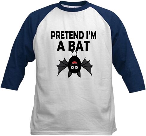 CafePress Halloween Pretend Im A Bat Baseball Jersey Kids Cotton Baseball Jersey, 3/4 Raglan Sleeve Shirt in Kuwait