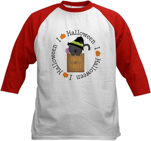 CafePress I Love Halloween Kids Baseball Jersey للأطفال قطن جيرسي بيسبول، قميص بأكمام 3/4 راجلان in Kuwait