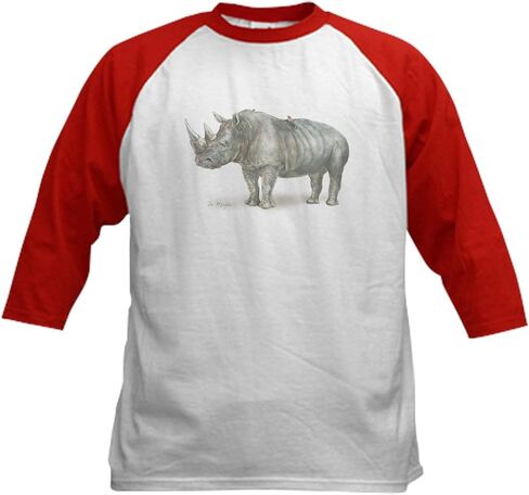 قميص بيسبول من CafePress Rhino مصنوع من القطن للأطفال، قميص بأكمام 3/4 راجلان in Kuwait