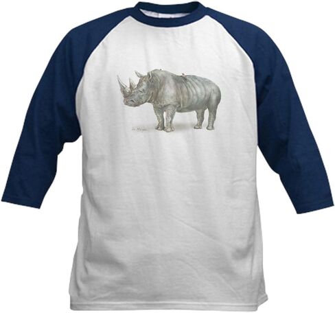 قميص بيسبول من CafePress Rhino مصنوع من القطن للأطفال، قميص بأكمام 3/4 راجلان in Kuwait
