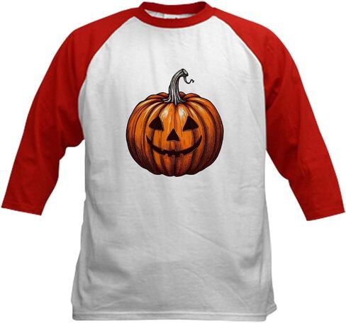 CafePress Jack O Lantern Baseball Jersey Kids Cotton Baseball Jersey, 3/4 Raglan Sleeve Shirt in Kuwait