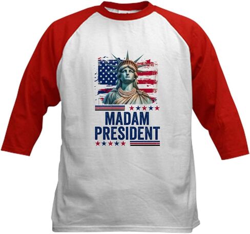 تيشيرت بيسبول للأطفال من CafePress Madam President مصنوع من قطن جيرسي البيسبول، قميص بأكمام 3/4 راجلان in Kuwait