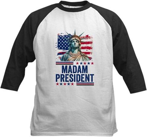 تيشيرت بيسبول للأطفال من CafePress Madam President مصنوع من قطن جيرسي البيسبول، قميص بأكمام 3/4 راجلان in Kuwait