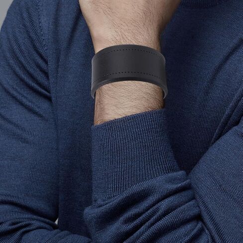 2PCS Wide Cowhide Leather Blank Cuff Bracelet for Men Retro Adjustable Handmade Genuine Leather Wrap Wristband Bangle Arm Armor with Snap for Men Women Halloween Costume Party(Black) in Kuwait