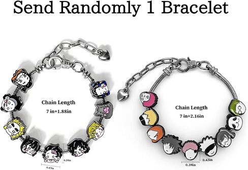 Send Randomly, JJK and Slayer Beaded Bracelets, Featuring Style Cartoon Characters and Detachable Metal Chains,Gift for Men Women Fans in Saudi Arabia