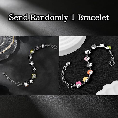 Send Randomly, JJK and Slayer Beaded Bracelets, Featuring Style Cartoon Characters and Detachable Metal Chains,Gift for Men Women Fans in Saudi Arabia