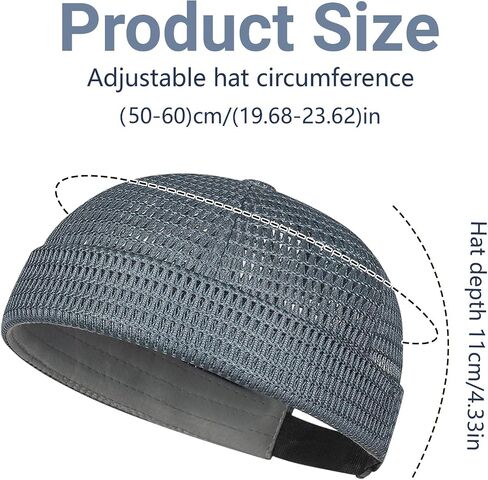 2 Pack Men’s Breathable Brimless Docker Hat,Lightweight Mesh Skull Cap,Hip-Hop Cap Docker Beanie for Summer Outdoor Wear in Saudi Arabia