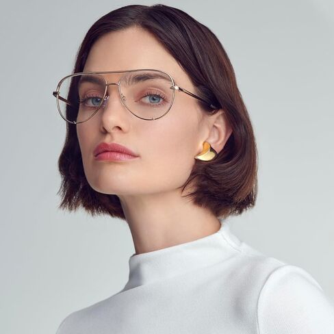 Mad Shade Fashion Aviator Optical Glasses for Men & Women, Trendy Classic Gold Metal Frame Clear Lenses, Lightweight Durable Eyewear in Saudi Arabia