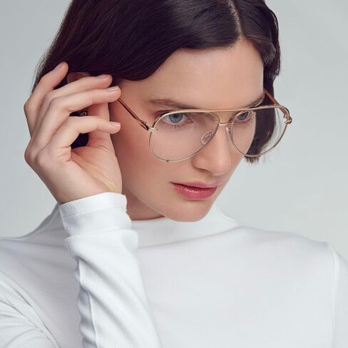 Mad Shade Fashion Aviator Optical Glasses for Men & Women, Trendy Classic Gold Metal Frame Clear Lenses, Lightweight Durable Eyewear in Saudi Arabia
