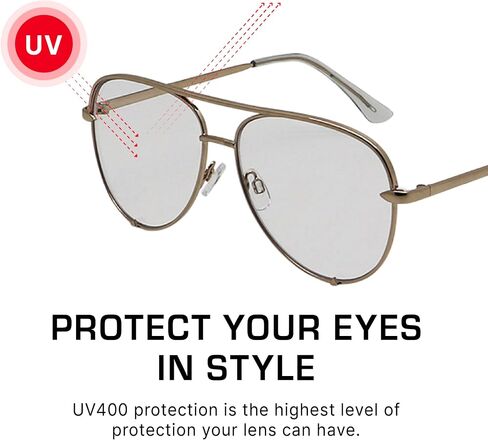 Mad Shade Fashion Aviator Optical Glasses for Men & Women, Trendy Classic Gold Metal Frame Clear Lenses, Lightweight Durable Eyewear in Saudi Arabia