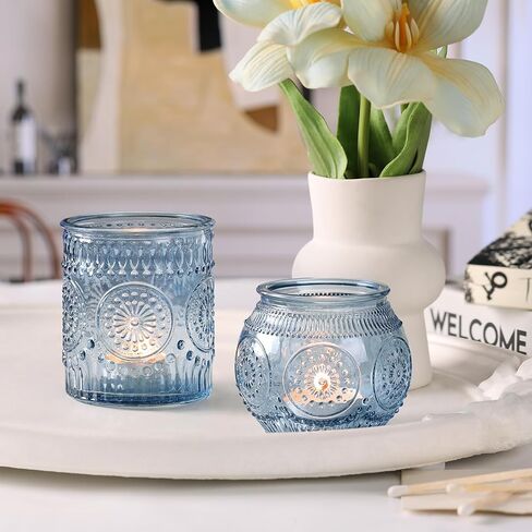 DARJEN Gold Votive Candle Holders- 10Pcs Glass Tealight Candle Holder, Size Upgrade Design for Home Decor, Elegant Candle Holder for Party & Dinner Table Centerpieces, Living Room Decor Gifts in Saudi Arabia