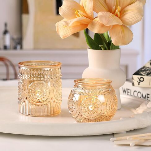 DARJEN Gold Votive Candle Holders- 10Pcs Glass Tealight Candle Holder, Size Upgrade Design for Home Decor, Elegant Candle Holder for Party & Dinner Table Centerpieces, Living Room Decor Gifts in Saudi Arabia