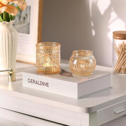 DARJEN Gold Votive Candle Holders- 10Pcs Glass Tealight Candle Holder, Size Upgrade Design for Home Decor, Elegant Candle Holder for Party & Dinner Table Centerpieces, Living Room Decor Gifts in Saudi Arabia