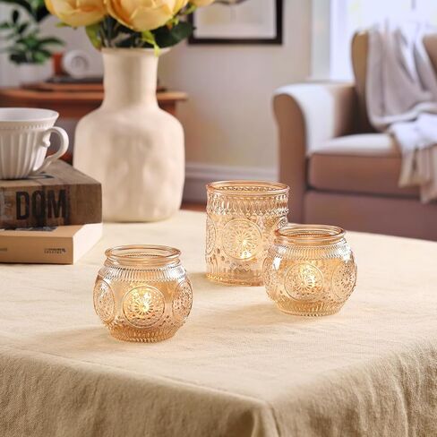 DARJEN Gold Votive Candle Holders- 10Pcs Glass Tealight Candle Holder, Size Upgrade Design for Home Decor, Elegant Candle Holder for Party & Dinner Table Centerpieces, Living Room Decor Gifts in Saudi Arabia
