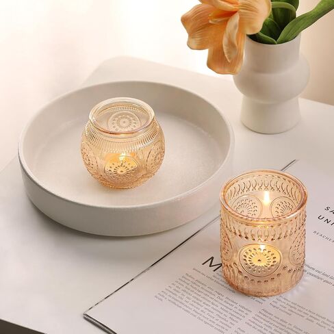 DARJEN Gold Votive Candle Holders- 10Pcs Glass Tealight Candle Holder, Size Upgrade Design for Home Decor, Elegant Candle Holder for Party & Dinner Table Centerpieces, Living Room Decor Gifts in Saudi Arabia