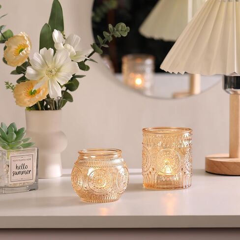 DARJEN Gold Votive Candle Holders- 10Pcs Glass Tealight Candle Holder, Size Upgrade Design for Home Decor, Elegant Candle Holder for Party & Dinner Table Centerpieces, Living Room Decor Gifts in Saudi Arabia