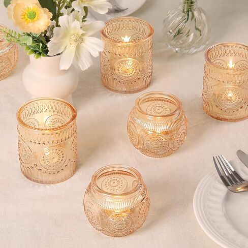 DARJEN Gold Votive Candle Holders- 10Pcs Glass Tealight Candle Holder, Size Upgrade Design for Home Decor, Elegant Candle Holder for Party & Dinner Table Centerpieces, Living Room Decor Gifts in Saudi Arabia