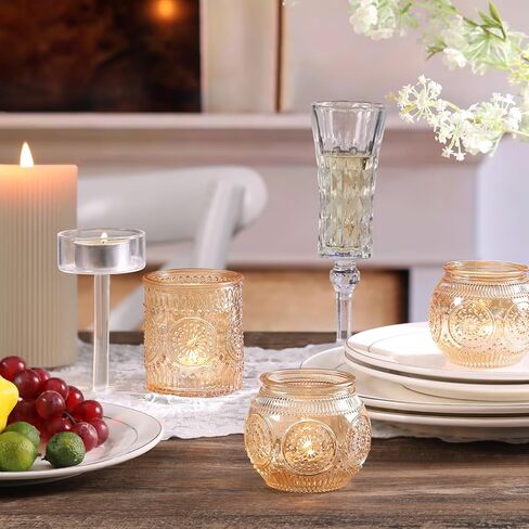 DARJEN Gold Votive Candle Holders- 10Pcs Glass Tealight Candle Holder, Size Upgrade Design for Home Decor, Elegant Candle Holder for Party & Dinner Table Centerpieces, Living Room Decor Gifts in Saudi Arabia