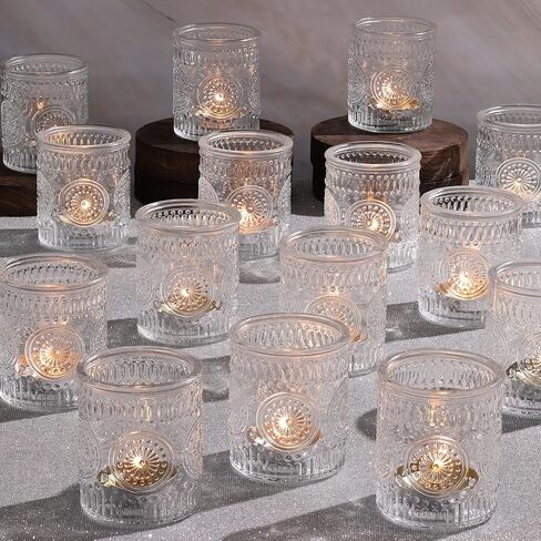 30 Pcs Clear Glass Votive Candle Holders, Wedding Tealight Holders | Ideal for wedding centerpieces. Fits standard tea lights, LED tea lights, small votive candles for versatile decorating. in Kuwait