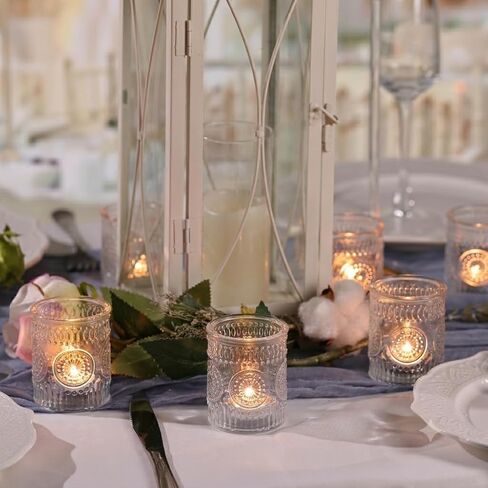 30 Pcs Clear Glass Votive Candle Holders, Wedding Tealight Holders | Ideal for wedding centerpieces. Fits standard tea lights, LED tea lights, small votive candles for versatile decorating. in Kuwait