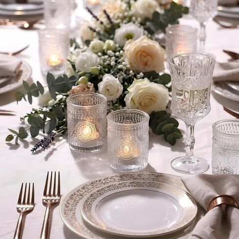 30 Pcs Clear Glass Votive Candle Holders, Wedding Tealight Holders | Ideal for wedding centerpieces. Fits standard tea lights, LED tea lights, small votive candles for versatile decorating. in Kuwait