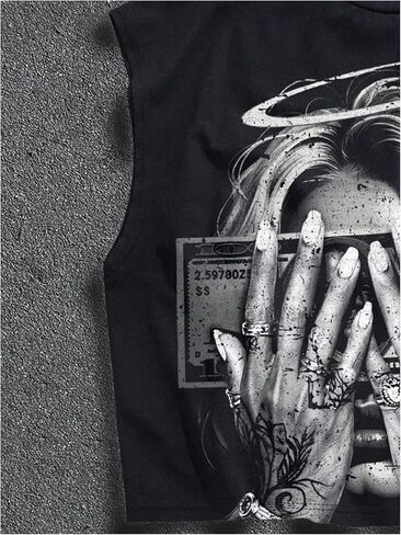 VIPWOLF Men's Graphic Tank Top Muscle Tee Y2k Sleeveless Vintage Oversized T Shirts Causal Streetwear Summer Top in Kuwait