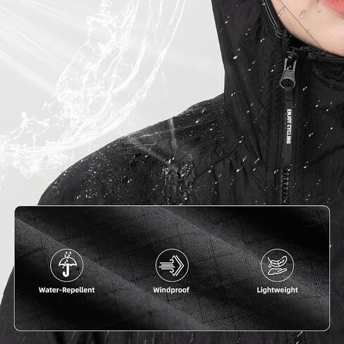 ROCKBROS Lightweight Windbreaker Jacket with Hood Packable Water- Resistant Rain Jacket for Men & Women Ideal for Hiking in Kuwait
