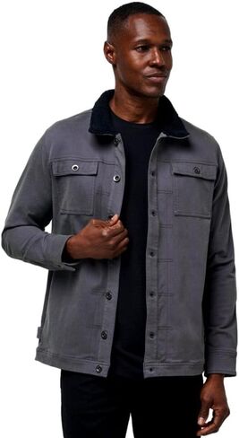 سترة TravisMathew للرجال من قماش Cloud Denim Sherpa، رمادي مقلم in Kuwait