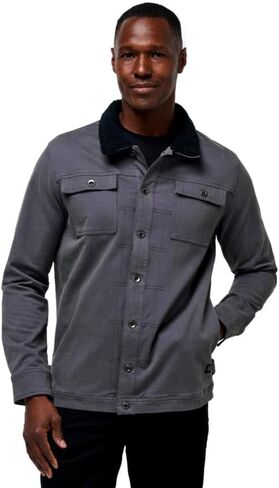 سترة TravisMathew للرجال من قماش Cloud Denim Sherpa، رمادي مقلم in Kuwait