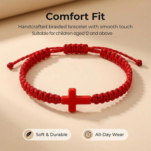 10Pcs Braided Cross Bracelets for Men Women Kids, Adjustable Turquoise Cross Wristbands, Christian Religious Jesus Bracelets, Easter Baptism Church Gifts for Youth Group in Saudi Arabia