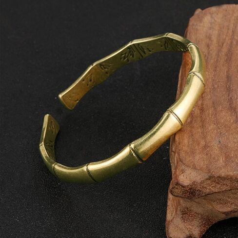 1 Piece Of Retro Bamboo Joint Bracelet With Elegant Open Design Featuring Artistic Bamboo, Naturally Beautiful in Saudi Arabia