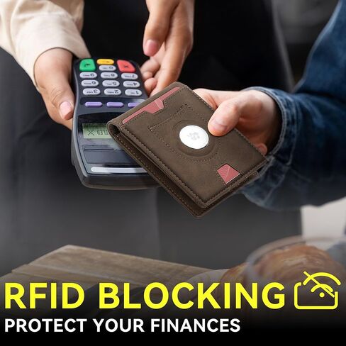 furid Air Tag Wallet Men Slim: Minimalist 2 ID Window RFID Leather Wallets with Airtag Holder - Gifts for Husband Father at Birthday Anniversary in Saudi Arabia