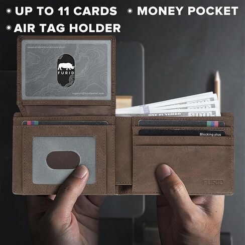 furid Air Tag Wallet Men Slim: Minimalist 2 ID Window RFID Leather Wallets with Airtag Holder - Gifts for Husband Father at Birthday Anniversary in Saudi Arabia
