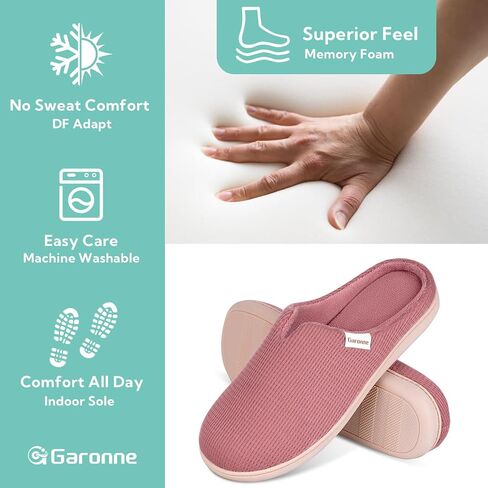Garonne Women's V-neck Slippers with Memory Foam, Ladies' Slip-on House Shoes for Bedroom Indoor/Outdoor in Saudi Arabia