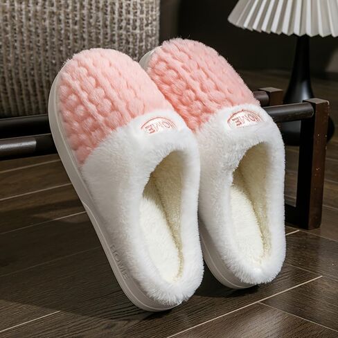 Women Winter Slippers Home Comfortable Anti-Slip Fleece Warmth Plush Slippers in Kuwait