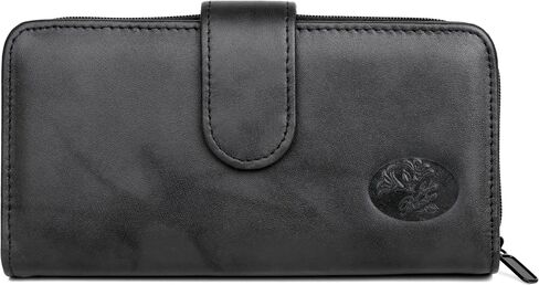 Julia Buxton Heiress Women's RFID Blocking Checkbook Leather Wallet with Zipper, Multiple Card Slots & ID Window, Gift Idea, Red in Saudi Arabia