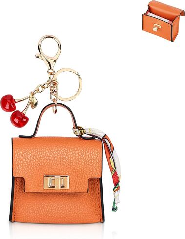 2 Pcak Mini Backpack Keychain Purse for Women, Small Tiny Bag for Purse with Cherry Keychain, Micro Cute Coin Pouch, Bag Charms for Party/Birthday Gifts (Black+Pink) in Saudi Arabia