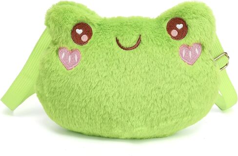 Kawaii Frog Purse for Women, Cute Lolita Stuffed Animal Bag Plush Novelty Purse, Soft Fluffy Frog Crossbody Bags in Saudi Arabia