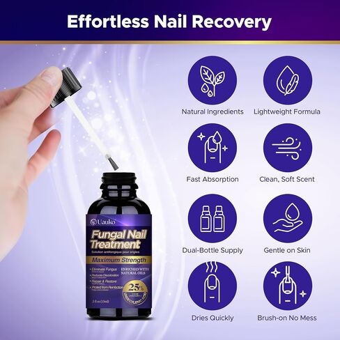 Toenail Fungus Treatment : Extra Strength 25% Undecylenic Acid Toe and Fingernail Fungus Removal - Fast Acting Fungal Nail Revitalizer with Tea Tree Oil (0.5 Fl Oz (Pack of 2)) in Kuwait