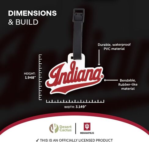 Desert Cactus Indiana University Luggage Tag PVC – Official IU Bloomington Hoosiers Travel ID Tag for Suitcases, Bags, and Carry-Ons (Design B) in Kuwait