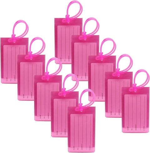 10 Pack Pink Luggage Tags for Suitcases, PVC Travel ID Tags with Matching Straps, Luggage Accessories for Identification & Organization in Saudi Arabia