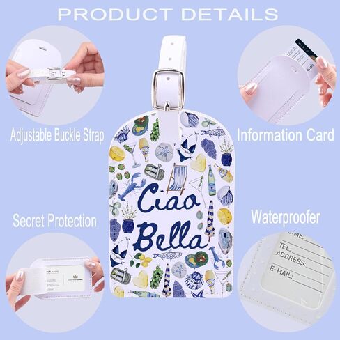 Ciao Bella Italy Lemon Gift Italian Amalfi Coast Travel Italian Island Honeymoon Trip Seafood Lover Luggage Tag (Ciao Bella tag) in Saudi Arabia