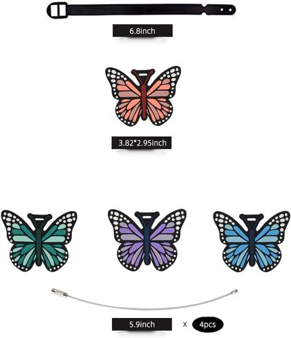 Cute Luggage Tags for Women 4 Pack, Butterfly Luggage Tags Funny Silicone Luggage Tag with Privacy ID Card Colorful Butterfly Bag Tag for Suitcase Backpack Cruise in Kuwait